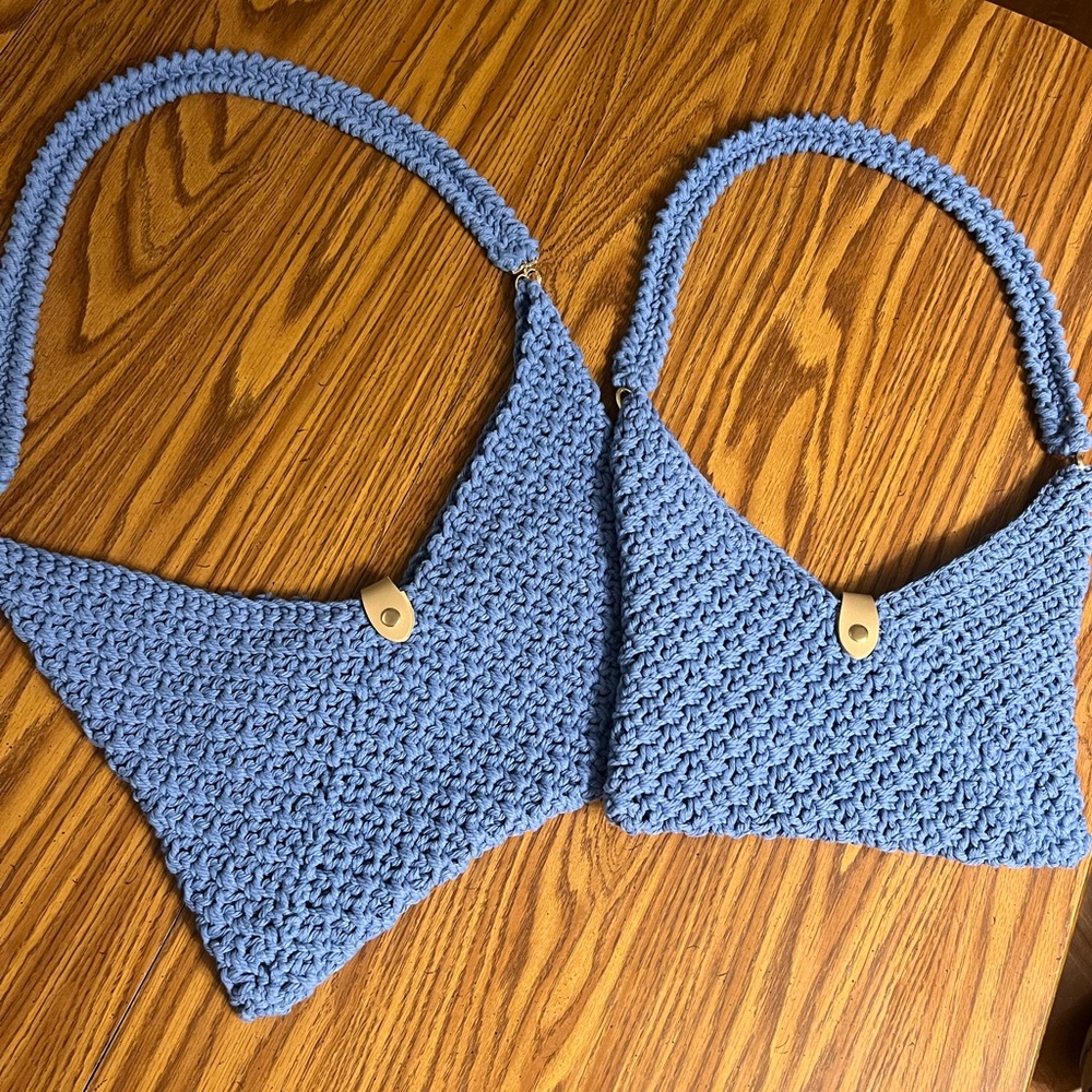 Mommy & Me Chic Blue Crocheted Shoulder Bag